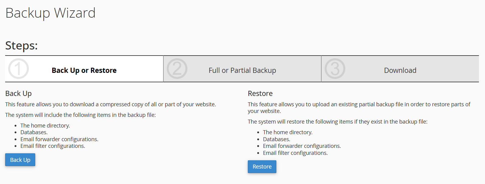 cpanel yedek alma aşama 1