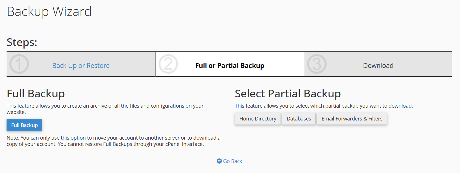 cpanel yedek alma aşama 2
