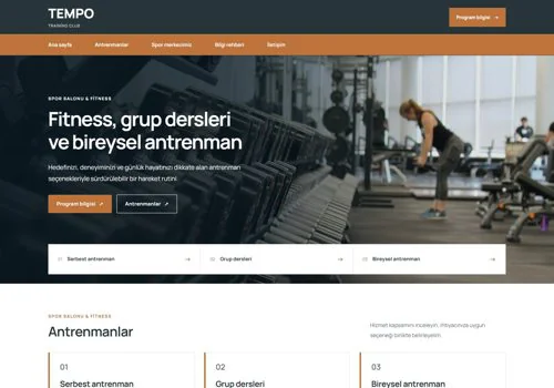 Fitness II — Tempo hazır WordPress site tasarımı