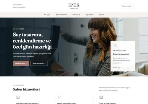 Kadın Kuaförü II — İpek hazır WordPress site tasarımı