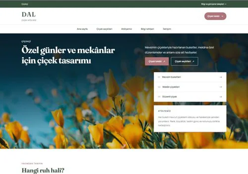 Çiçek Atölyesi II — Dal hazır WordPress site tasarımı