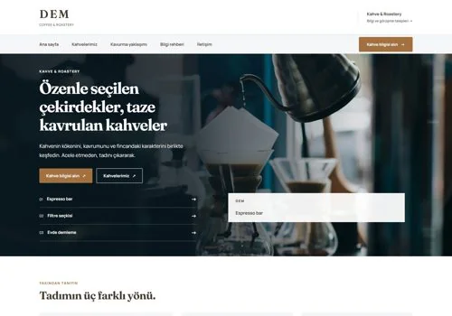 Kahve II — Dem hazır WordPress site tasarımı
