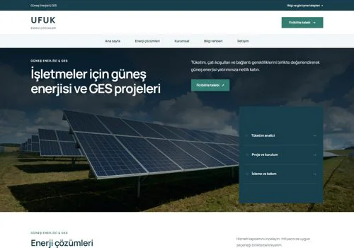 Güneş Enerjisi II — Ufuk hazır WordPress site tasarımı