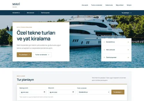 Yat Kiralama — Mavi hazır WordPress site tasarımı
