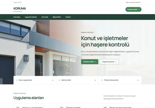 Haşere Kontrol — Koruma hazır WordPress site tasarımı