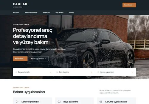 Oto Detailing — Parlak hazır WordPress site tasarımı