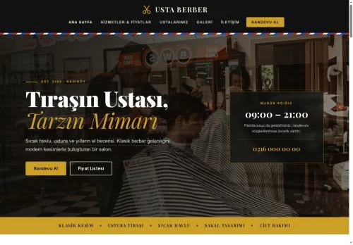 Berber & Erkek Kuaförü hazır WordPress site tasarımı