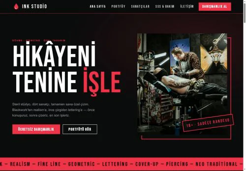 Dövme & Piercing Stüdyosu hazır WordPress site tasarımı