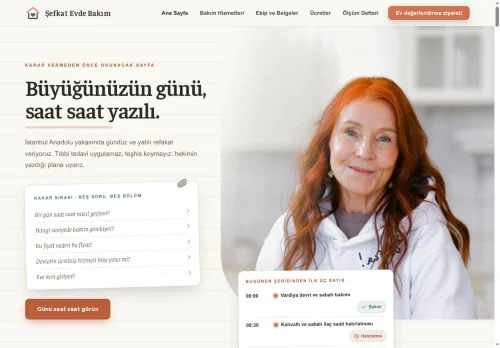 Evde Bakım & Yaşlı Refakat hazır WordPress site tasarımı