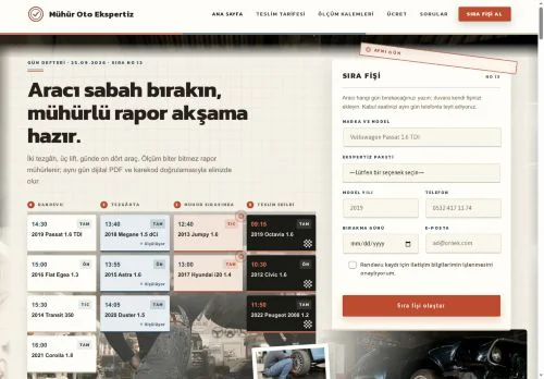 Oto Ekspertiz — Gün İçi Rapor Akışı hazır WordPress site tasarımı