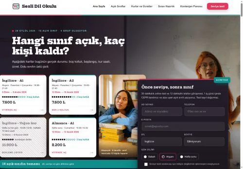 Dil Okulu & Seviye Vitrini hazır WordPress site tasarımı