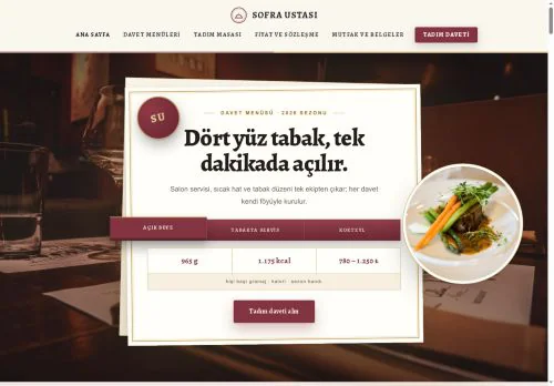 Catering & Davet Menüsü hazır WordPress site tasarımı