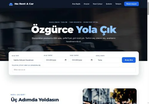 Rent A Car hazır WordPress site tasarımı